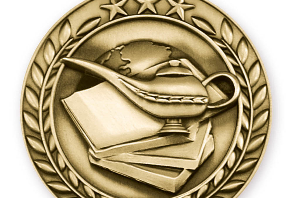 2 3/4” BOOK AND LAMP MEDAL (G)