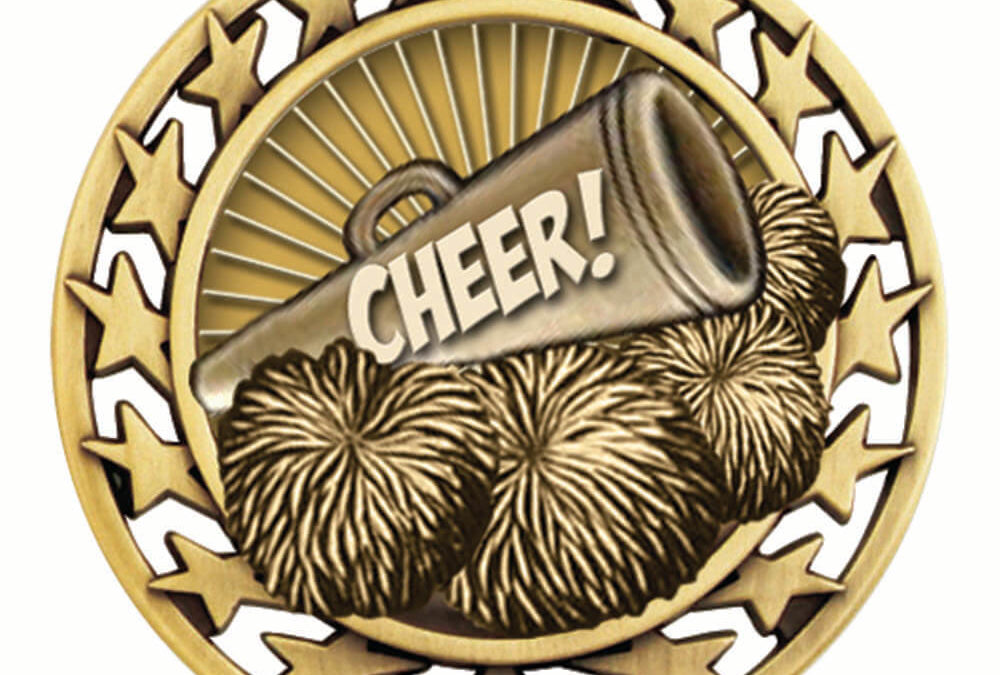 2 1/2″ Star Medal CHEERLEADER in Gold