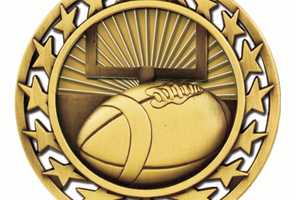 2 1/2″ Star Medal FOOTBALL in Gold