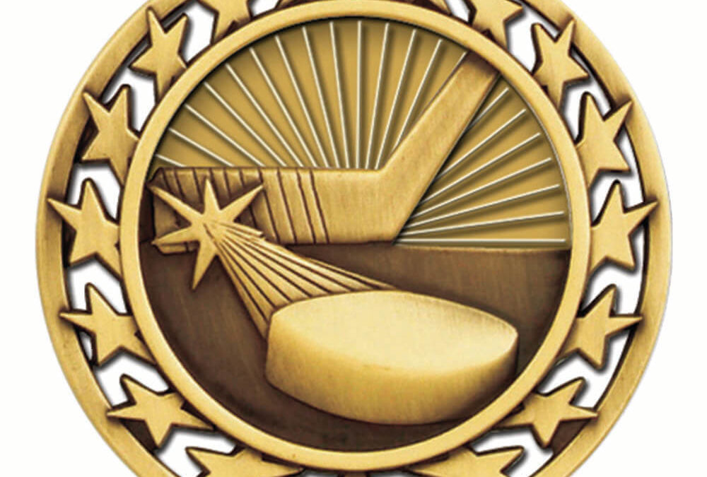 2 1/2″ Star Medal HOCKEY in Gold