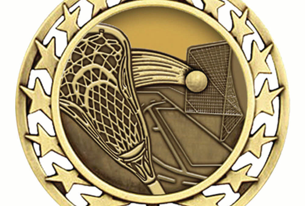 2 1/2″ Star Medal LACROSSE in Gold