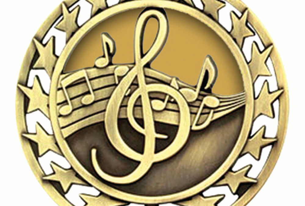 2 1/2″ Star Medal MUSIC in Gold