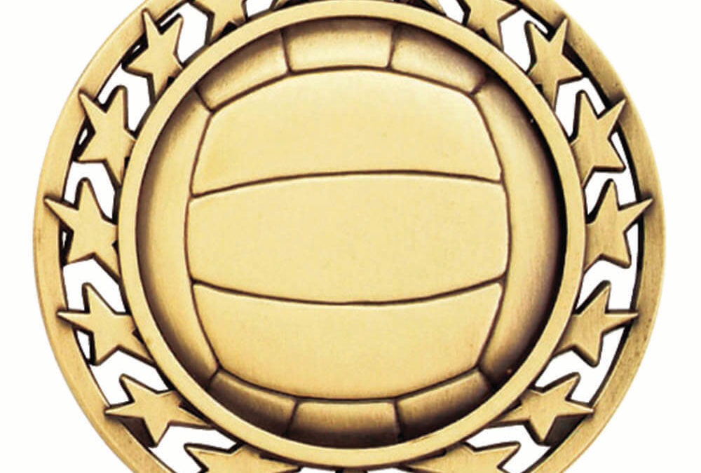 2 1/2″ Star Medal VOLLEYBALL in Gold