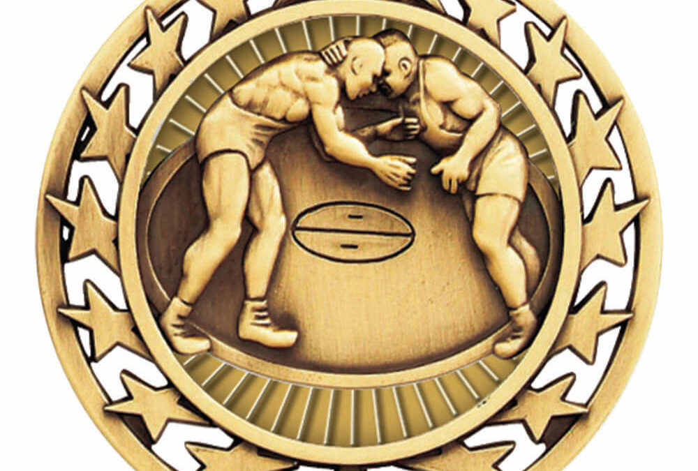2 1/2″ Star Medal WRESTLING in Gold