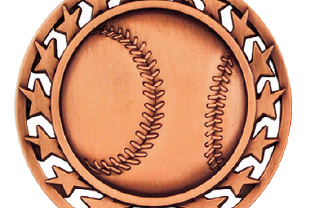 Bronze 2 and 1/2″ Star Medal BASEBALL