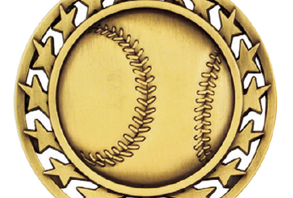 2 1/2″ Star Medal BASEBALL in Gold