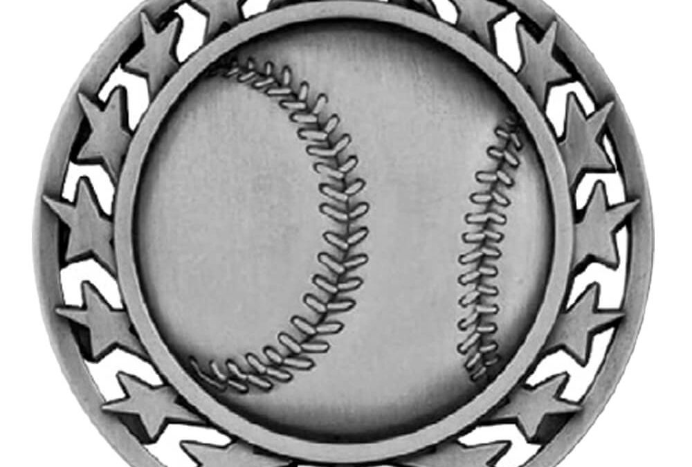 2 1/2″ Star Medal BASEBALL in Silver